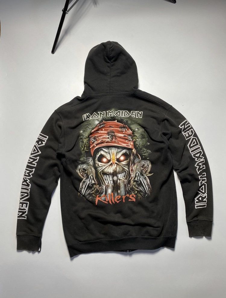 Band Tees × Iron Maiden × Vintage Vintage Iron Maiden distressed sun faded zipper zip hoodie Size US XL / EU 56 / 4 - 1 Thumbnail