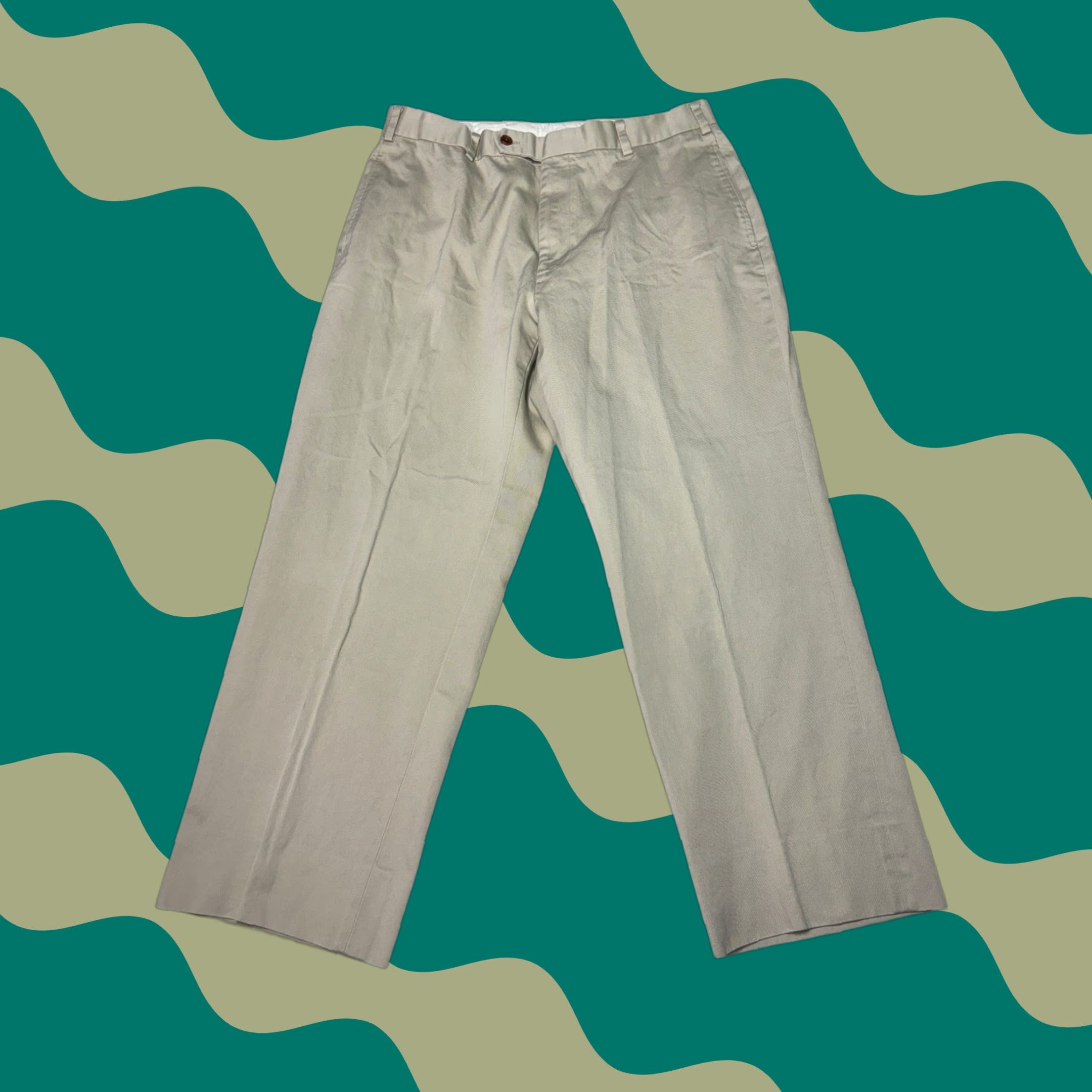 Brooks Brothers Brooks Brothers Mens Cotton Dress Pants Beige Flat Front Chinos W36 L30 Pants Flat Front Beige Classic Fit Mens Size US 31 - 1 Thumbnail