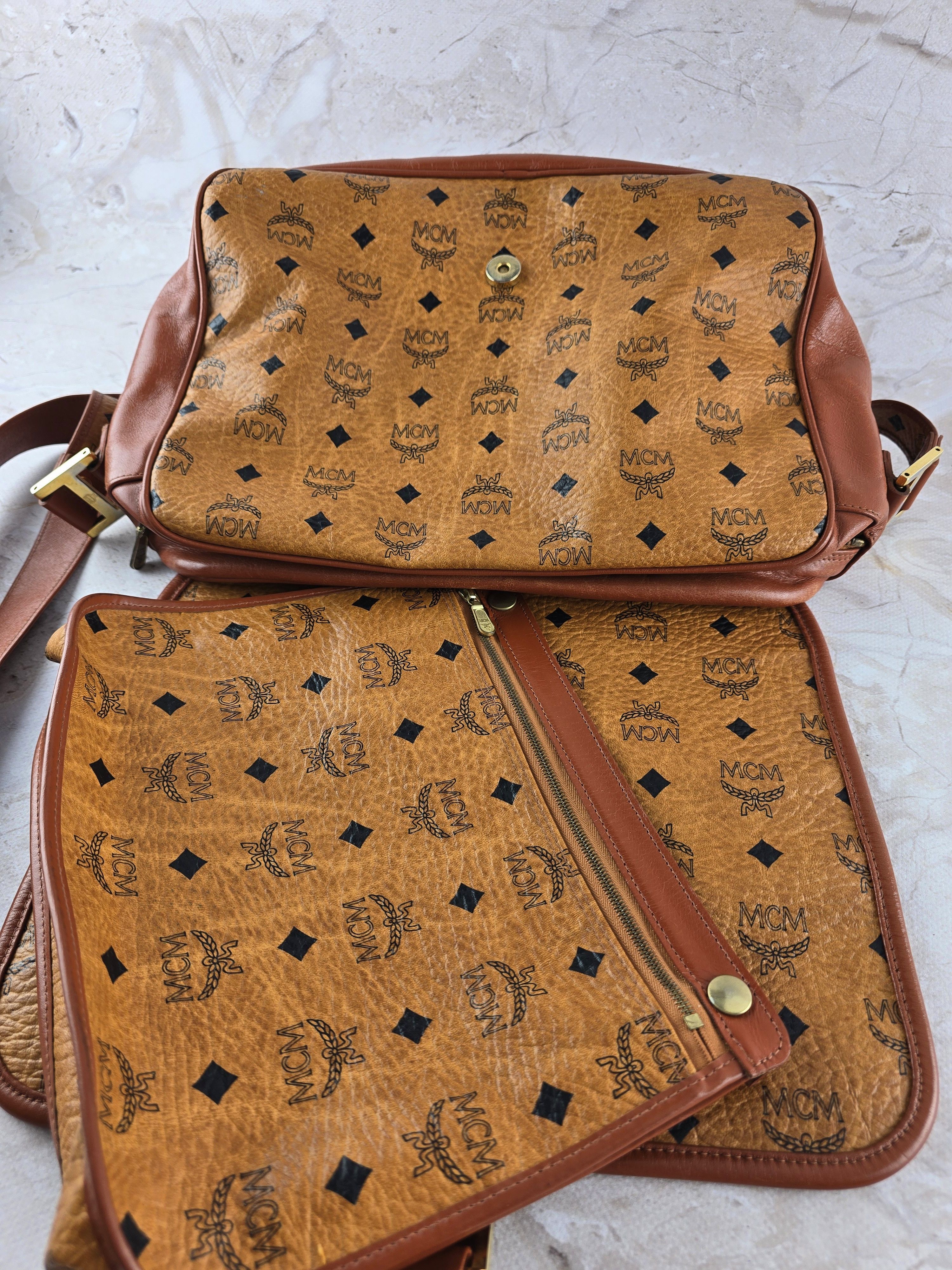 MCM MCM Satchel Bag Vintage Cognac Monogram leather Size ONE SIZE - 4 Thumbnail