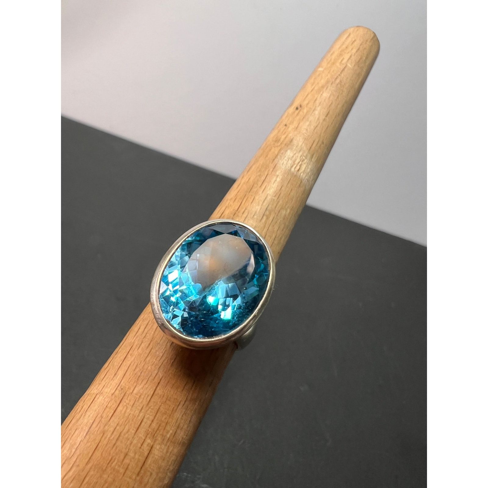 Other NEW Blue topaz sterling silver ring size 7.5 / 12.43 grams Size ONE SIZE - 2 Thumbnail