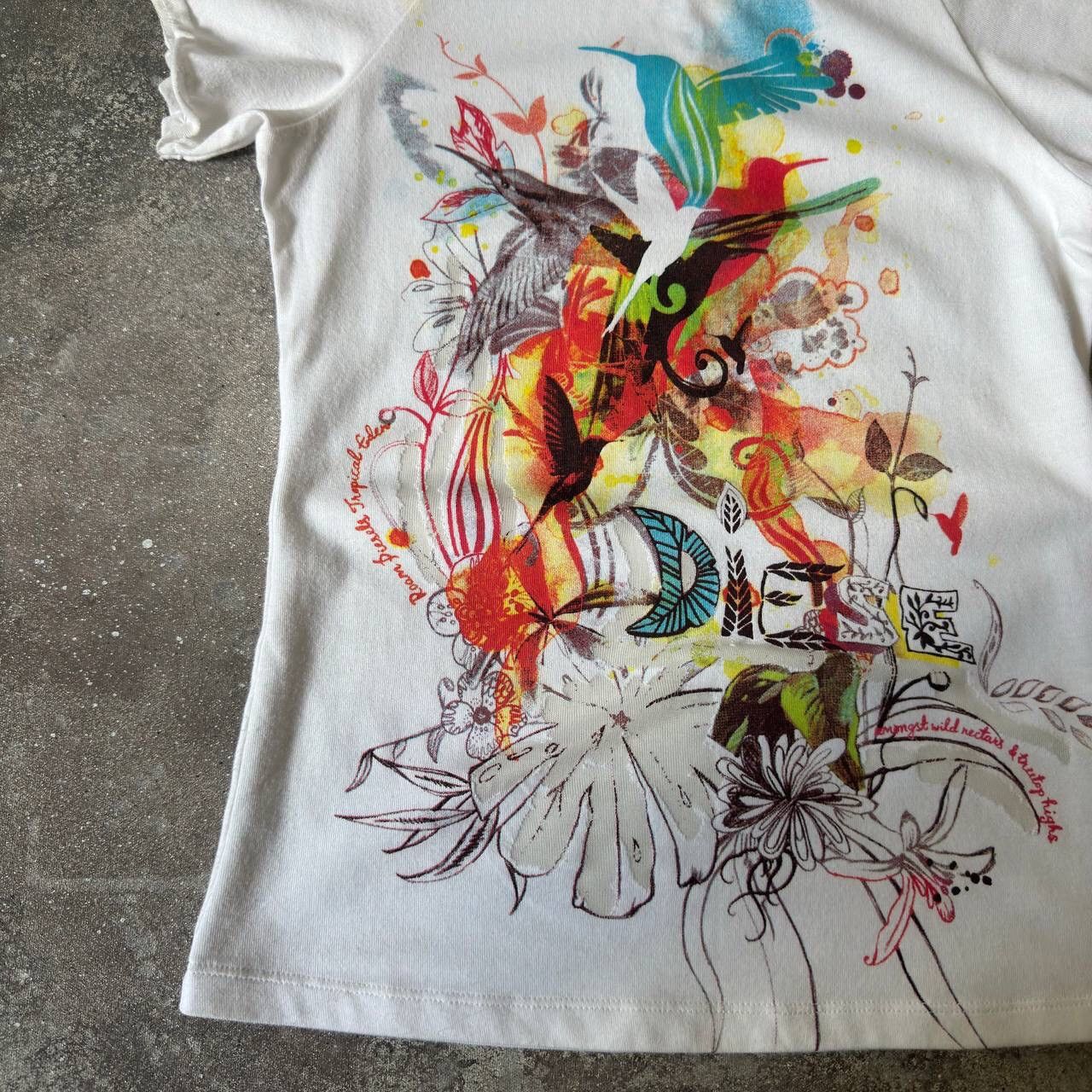 Diesel × Vintage Diesel Vintage Multicolour Floral T-Shirt Y2K Size M / US 6-8 / IT 42-44 - 4 Thumbnail