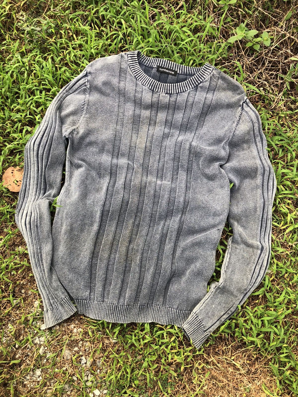 image of Aran Isles Knitwear x Number N Ine Vintage Numbernine Washed Knitwear in Wash Denim (Size Small)