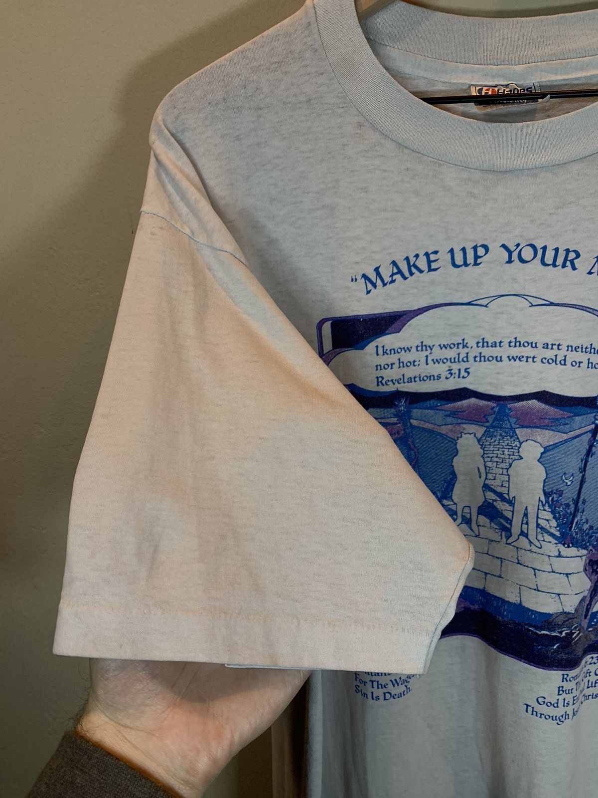 Vintage RARE* Vintage 80’s Make Up Your Mind Jesus Christ Path Shirt Size US XL / EU 56 / 4 - 4 Thumbnail