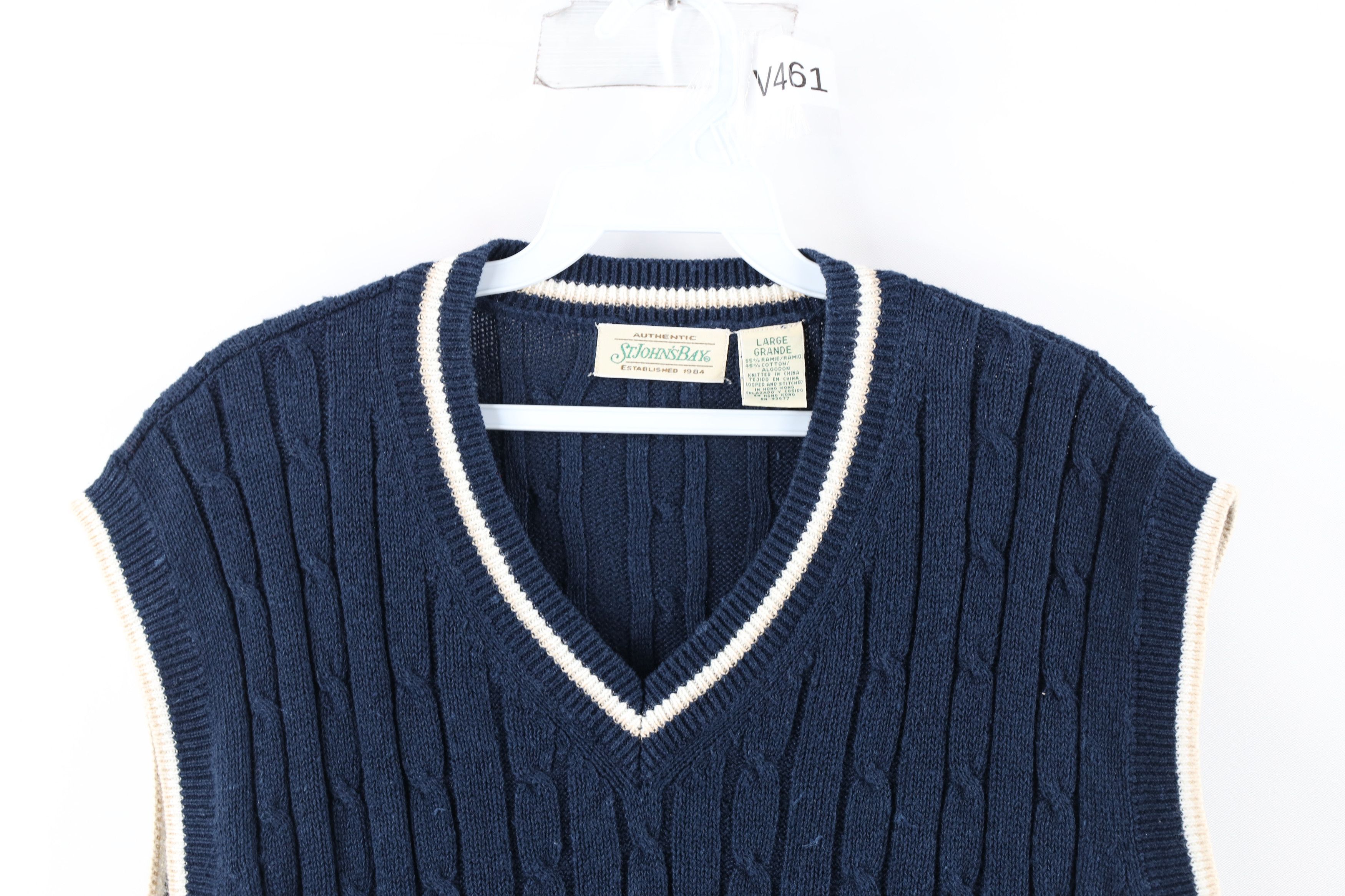 Vintage Vintage 90s Streetwear Blank Ribbed Cable Knit Sweater Vest Size US L / EU 52-54 / 3 - 2 Thumbnail