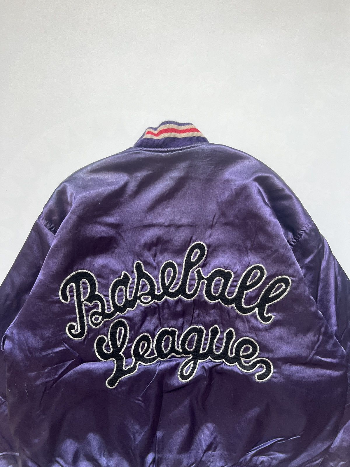 MLB Vtg Sun Faded Satin Baseball Varsity Snap Button By Machope Size US M / EU 48-50 / 2 - 11 Thumbnail