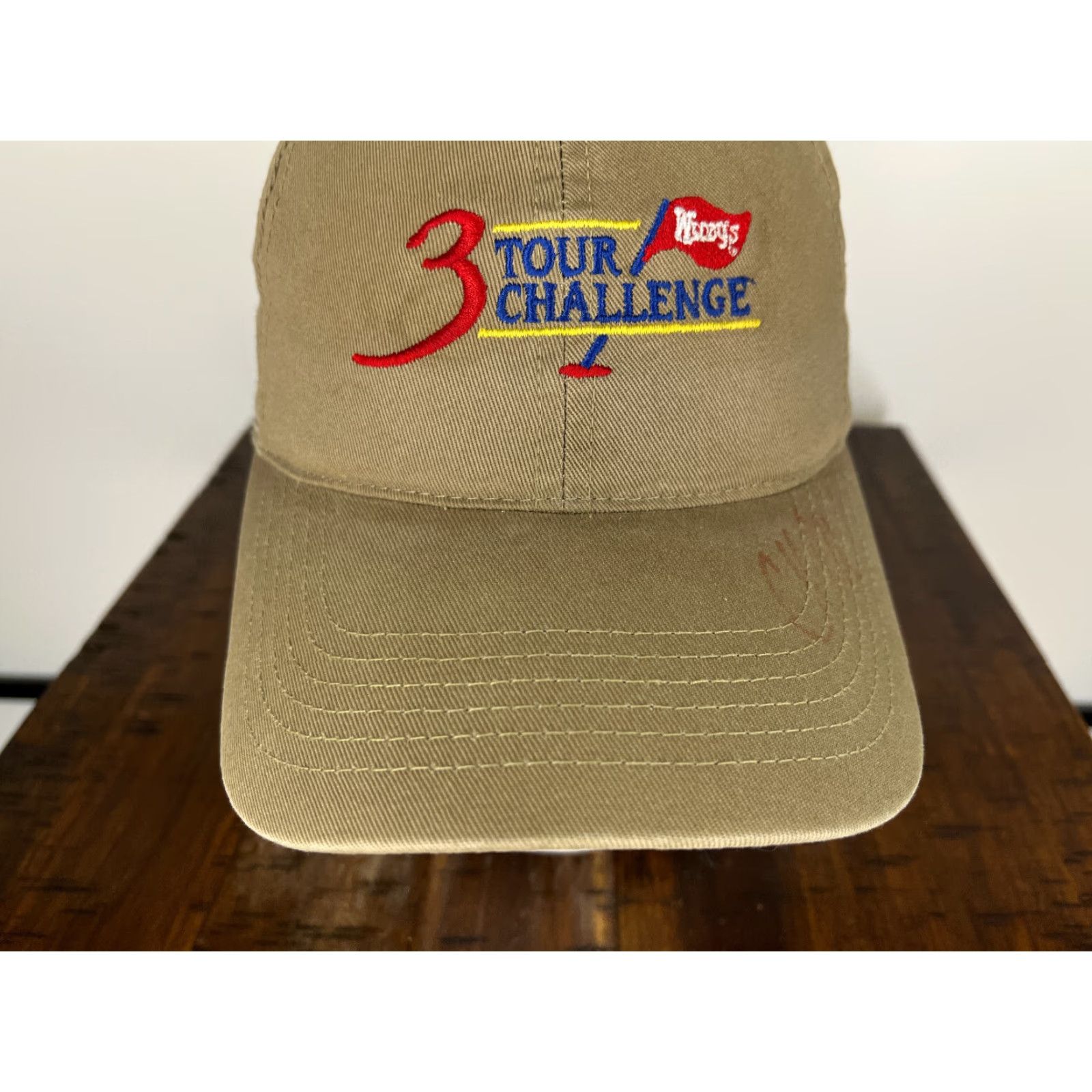 Vintage Wendy's 3-Tour Challenge Golf Tournament Hat Cap Strap Back OS Beige Cotton Size ONE SIZE - 3 Thumbnail