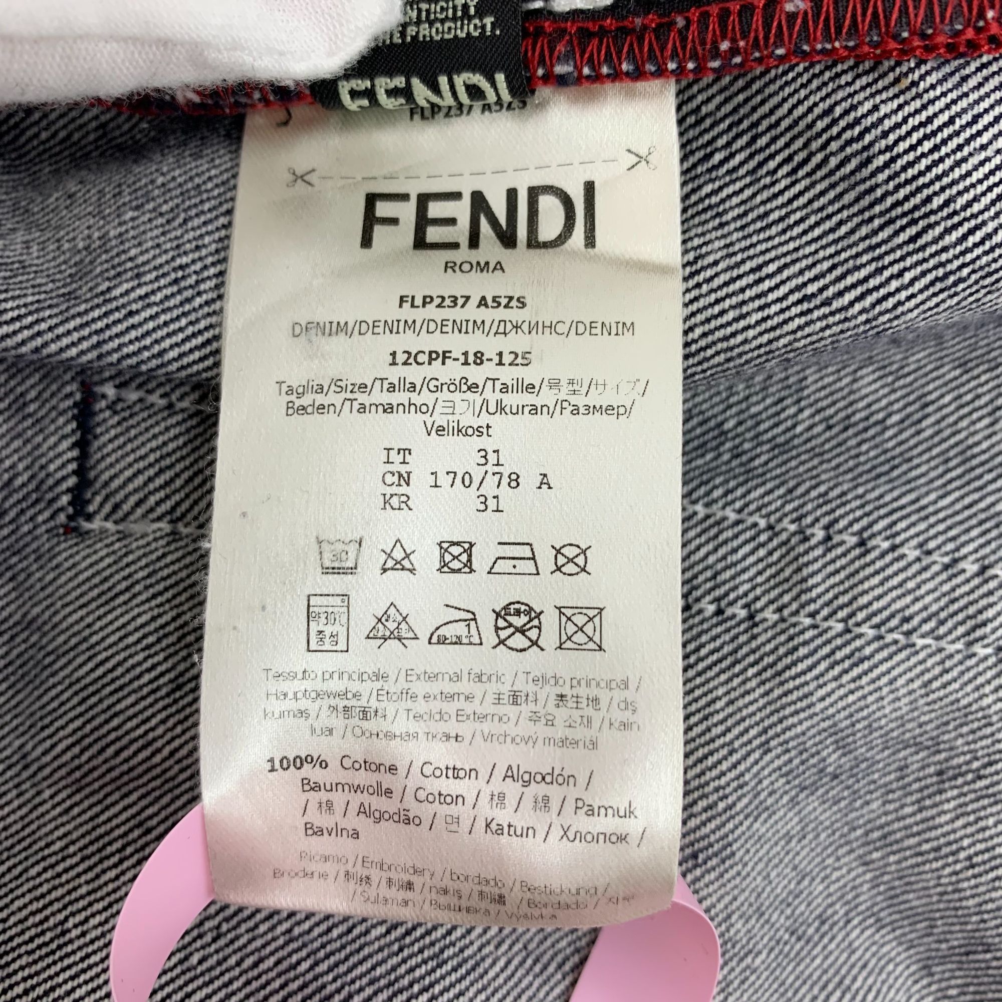 Fendi Fendi Fila Collaboration Dark Blue Wide-Leg Cotton Denim Pan Size US 26 / EU 42 - 3 Thumbnail
