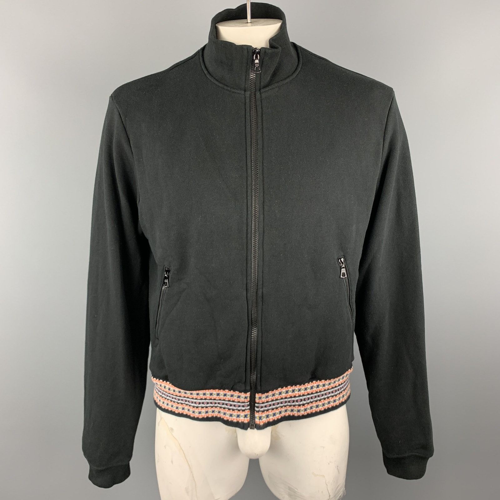 John Elliott L Black Cotton High Collar Trim Zip Pockets Zip Up Jacket Size US L / EU 52-54 / 3 - 1 Thumbnail