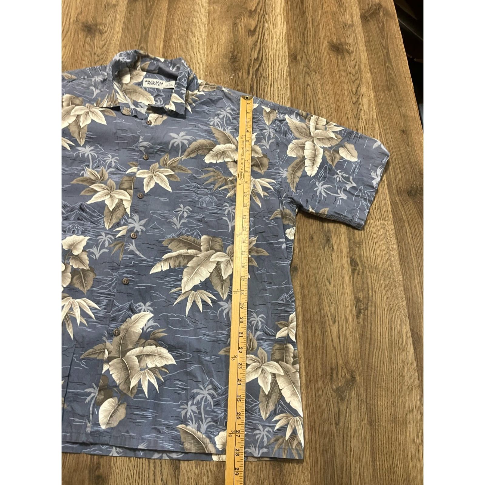 Vintage Windham Pointe Shirt Men's Button-Up Hawaiian 2XL White Grey Blue Short Sleeve Casual Windham Pointe Size US XXL / EU 58 / 5 - 7 Thumbnail