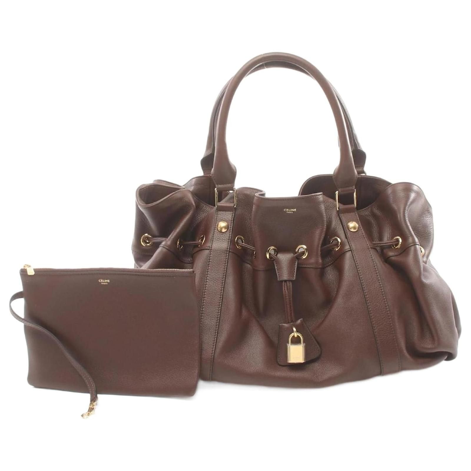 o1y0725 Size : OS / Leather Handbag in Dark Brown