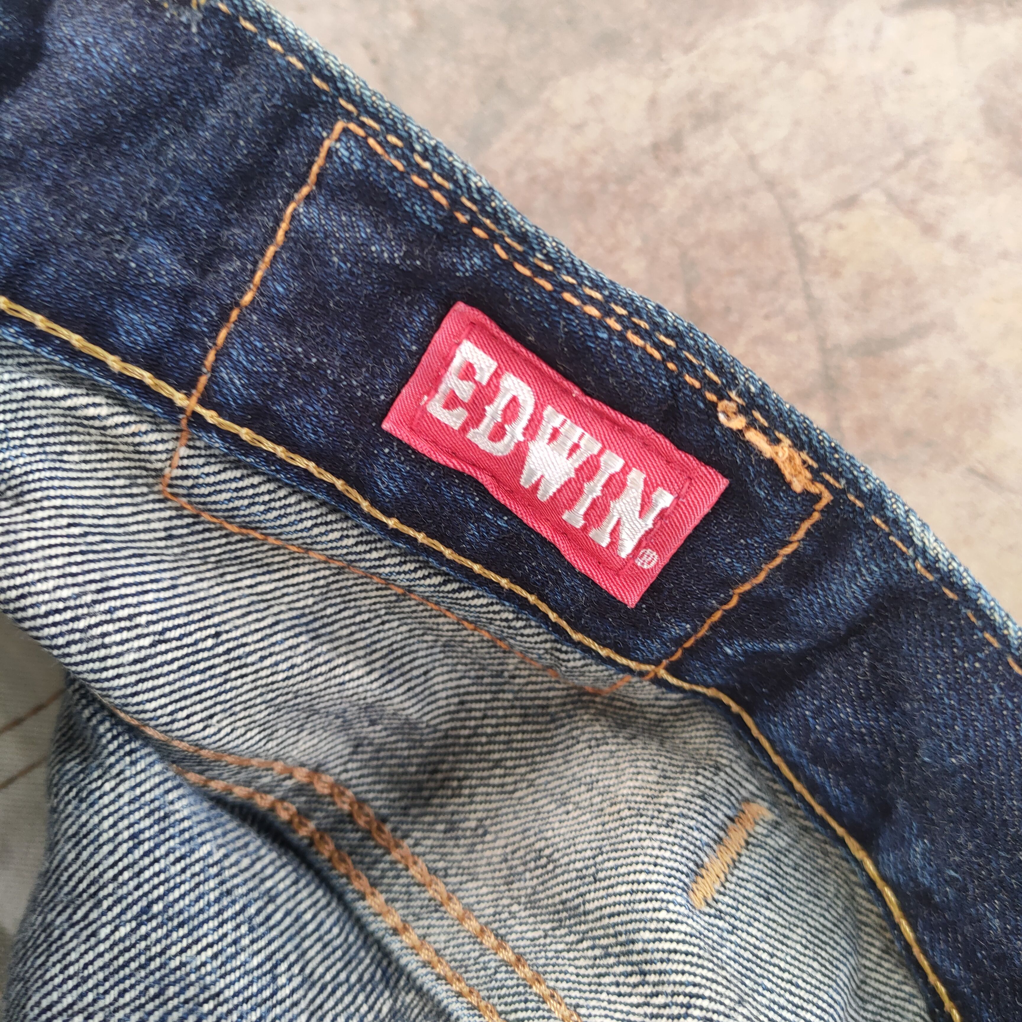 W34 VINTAGE EDWIN SALVAGE RIPPED FADED JEANS DENIM PANTS