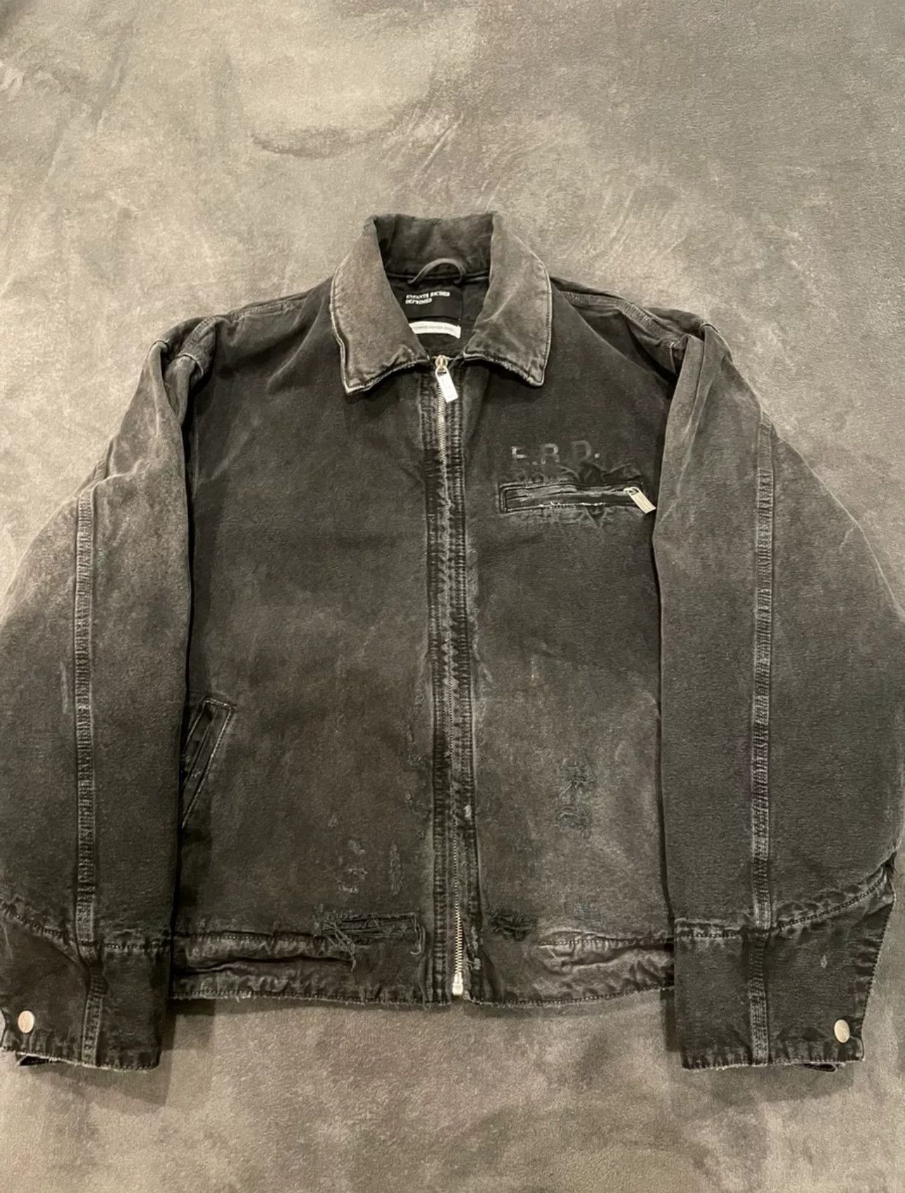 image of Enfants Riches Deprimes Italian Romance Erd 23Fw Distressed Work Jacket in Grey, Men's (Size Large)