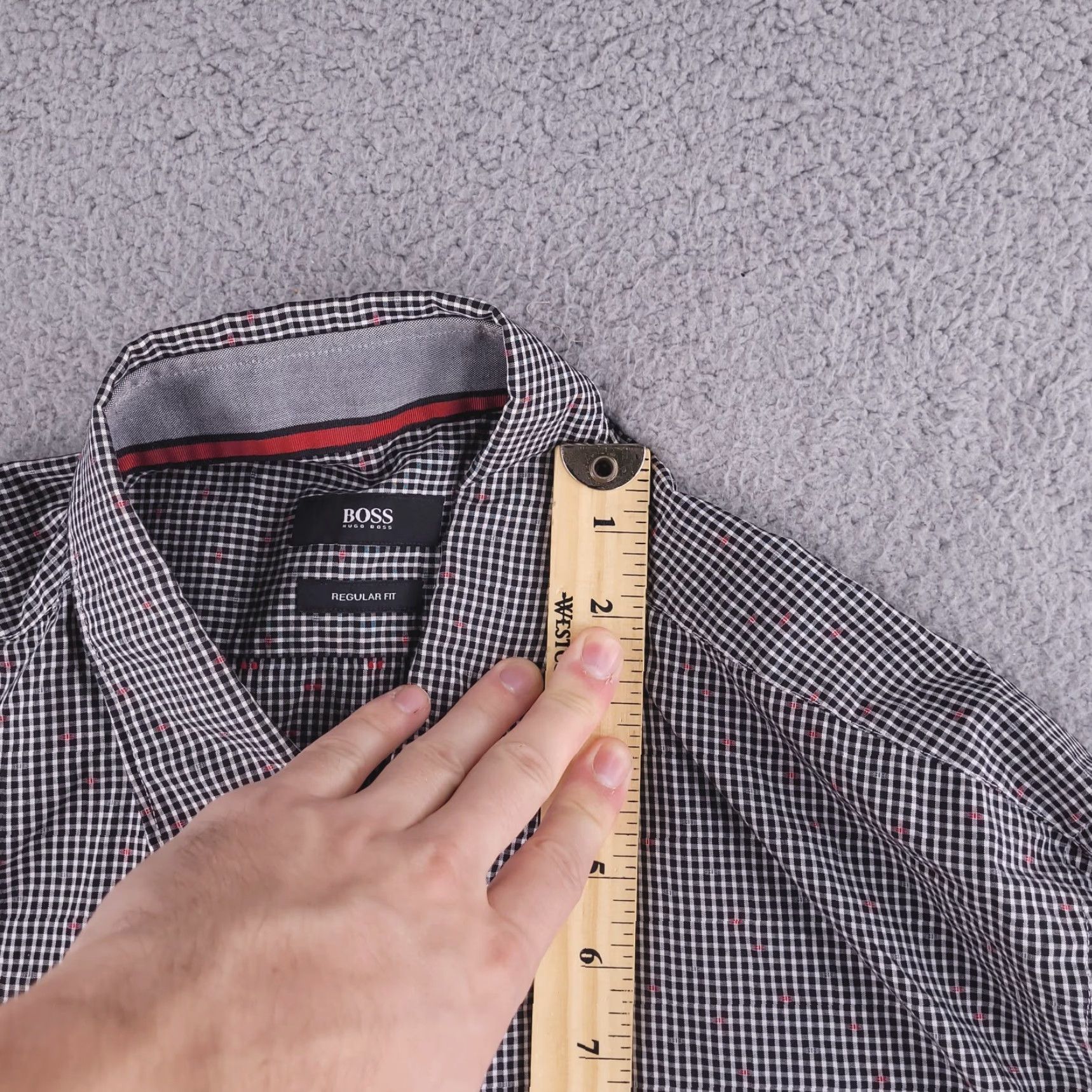 Hugo Boss HUGO BOSS Shirt Mens 2XL Black Check Dress Shirt Long Sleeve Button-Up Size 48R - 7 Thumbnail