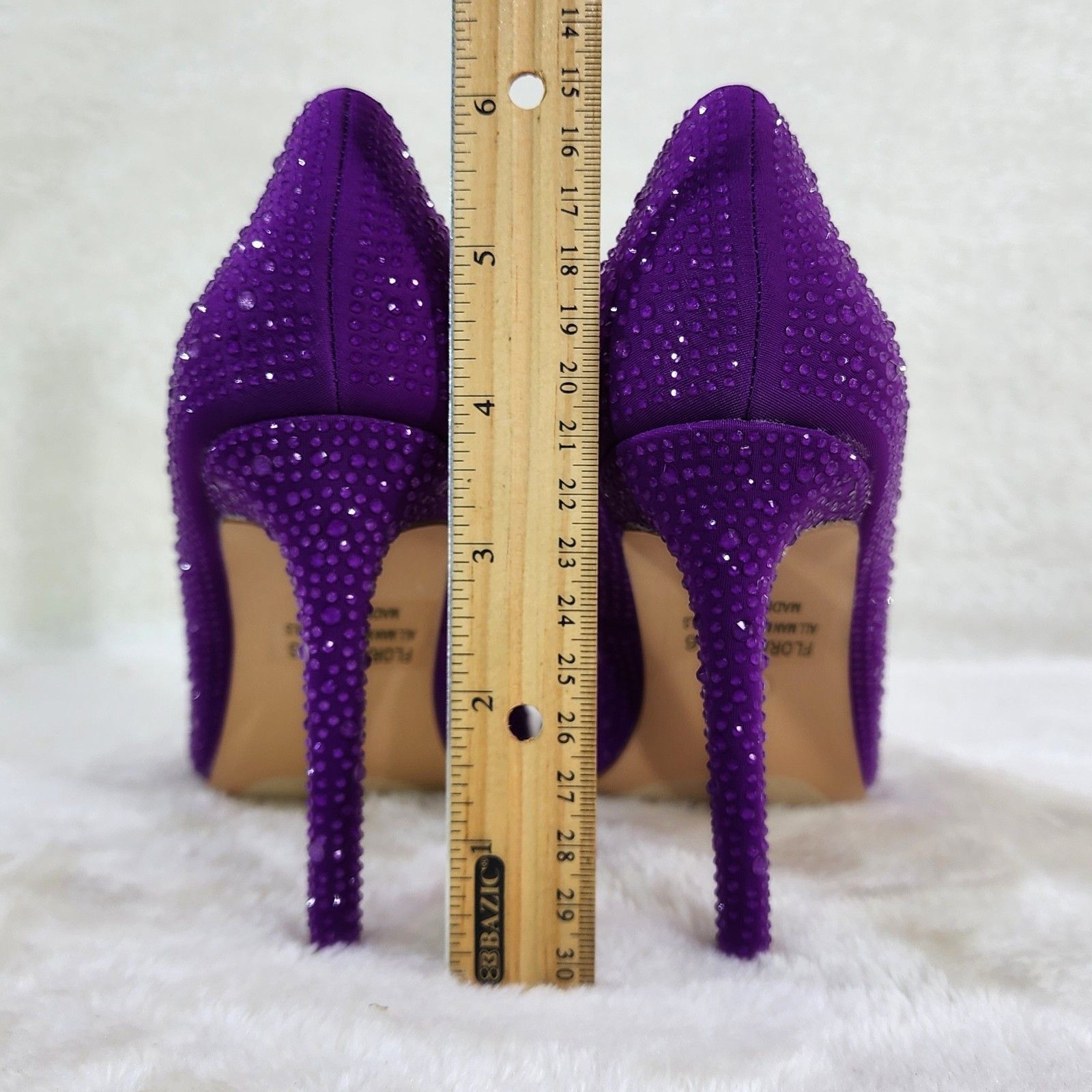 Other Shock Purple High Heel Stiletto Pumps Rhinestone Evening Par Size US 7.5 / IT 37.5 - 4 Thumbnail