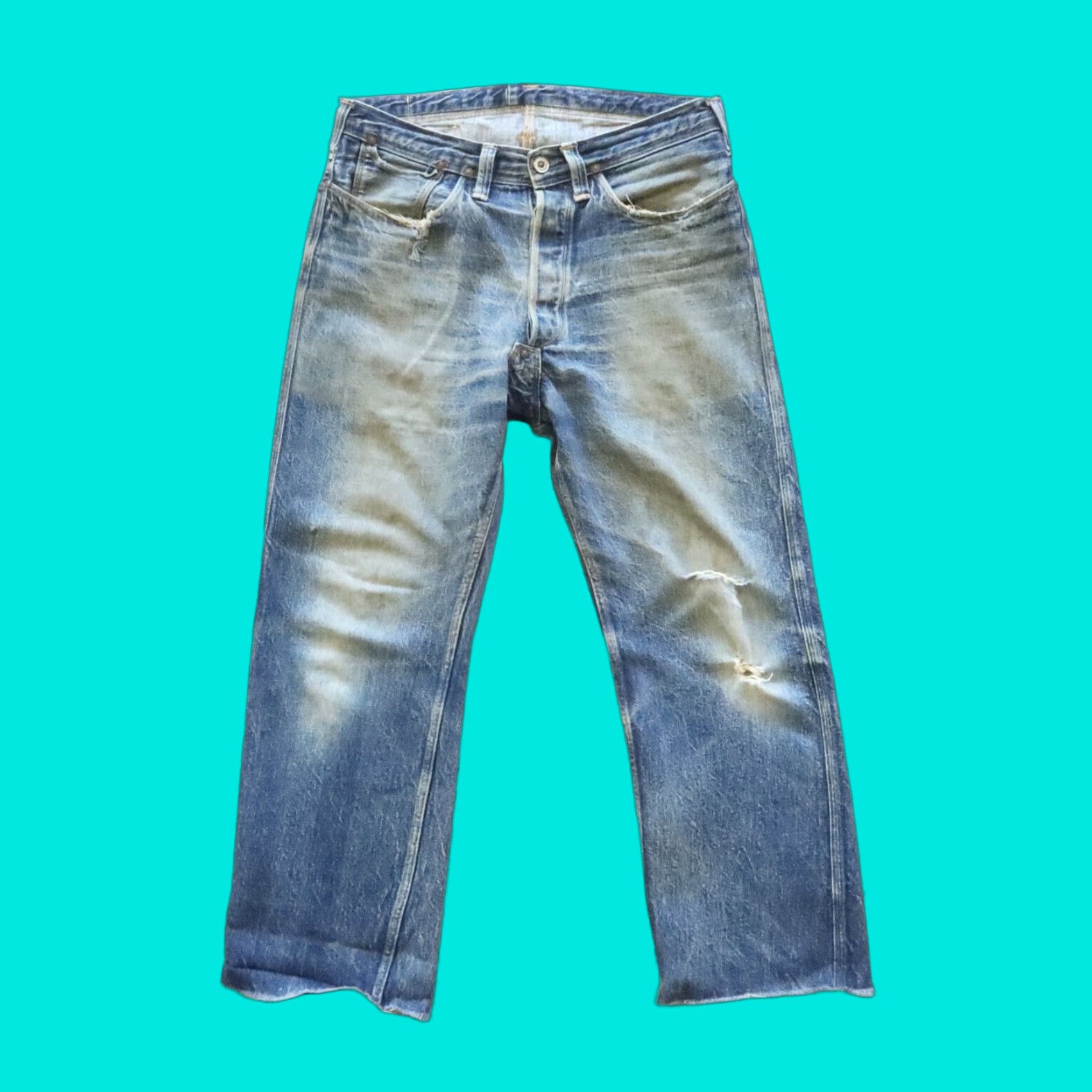 Vintage Vintage Heller's Cafe Larry's Collection Selvedge Denim Jeans Size 30 Size US 30 / EU 46 - 1 Thumbnail