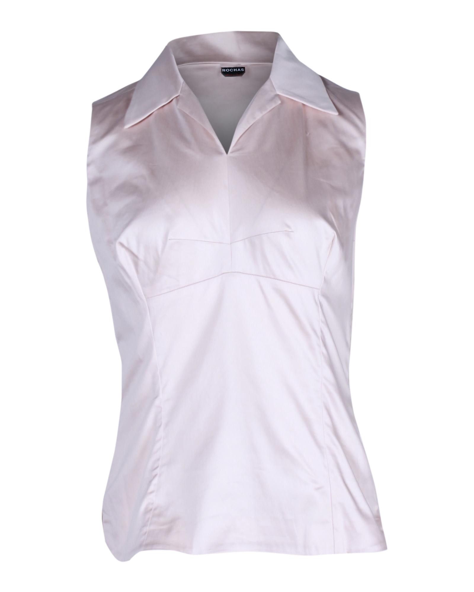 image of Sleeveless Collared Cotton Top In Elegant Pink By Rochas, Women's (Size Medium)