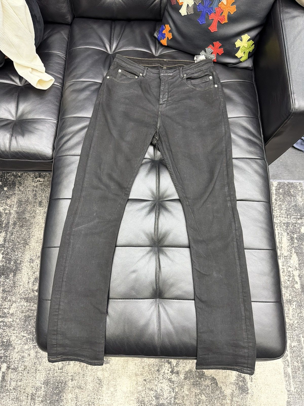 Pre-owned Rick Owens Drkshdw Rick Owens Detroit Cut Waxed In Black