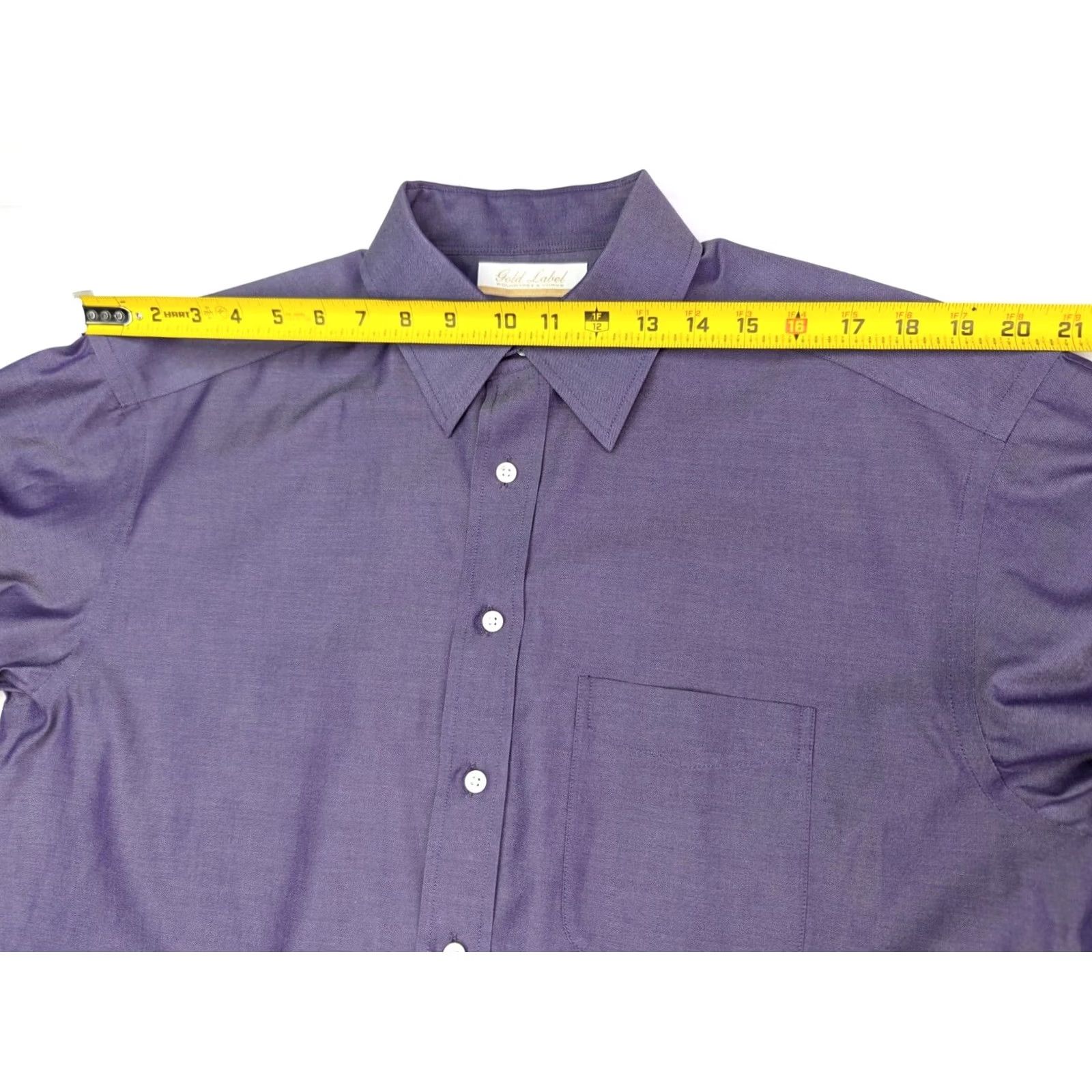 Roundtree & Yorke Roundtree & Yorke Gold Label Dress Shirt, Men 46 Chest, 15.5 Neck x 34 Long, Purple Knit, Button-Down Collar, Regular Fit Size 46R - 6 Thumbnail