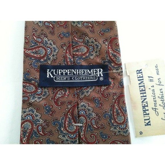 Other KUPPENHEIMER MENS NEW BROWN 100%SILK TIE WIDTH: 3 3/8" Size ONE SIZE - 3 Thumbnail