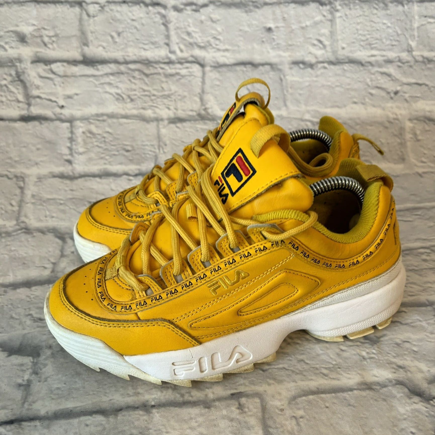 Fila FILA Disruptor 2 Premium Repeat 3FM00658-743 Canary Yellow Men Sz 6.5 / Women 8 Sneaker Shoes Athletic Size US 6 / IT 36 - 6 Thumbnail