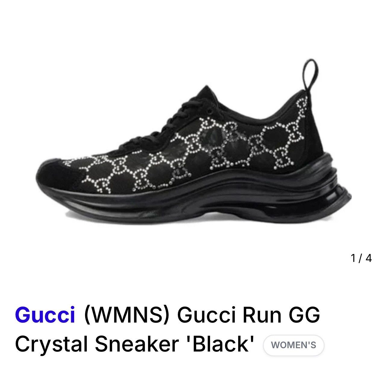 Gucci Gucci Black Run GG Crystal Sneaker Size US 8 / IT 38 - 4 Thumbnail