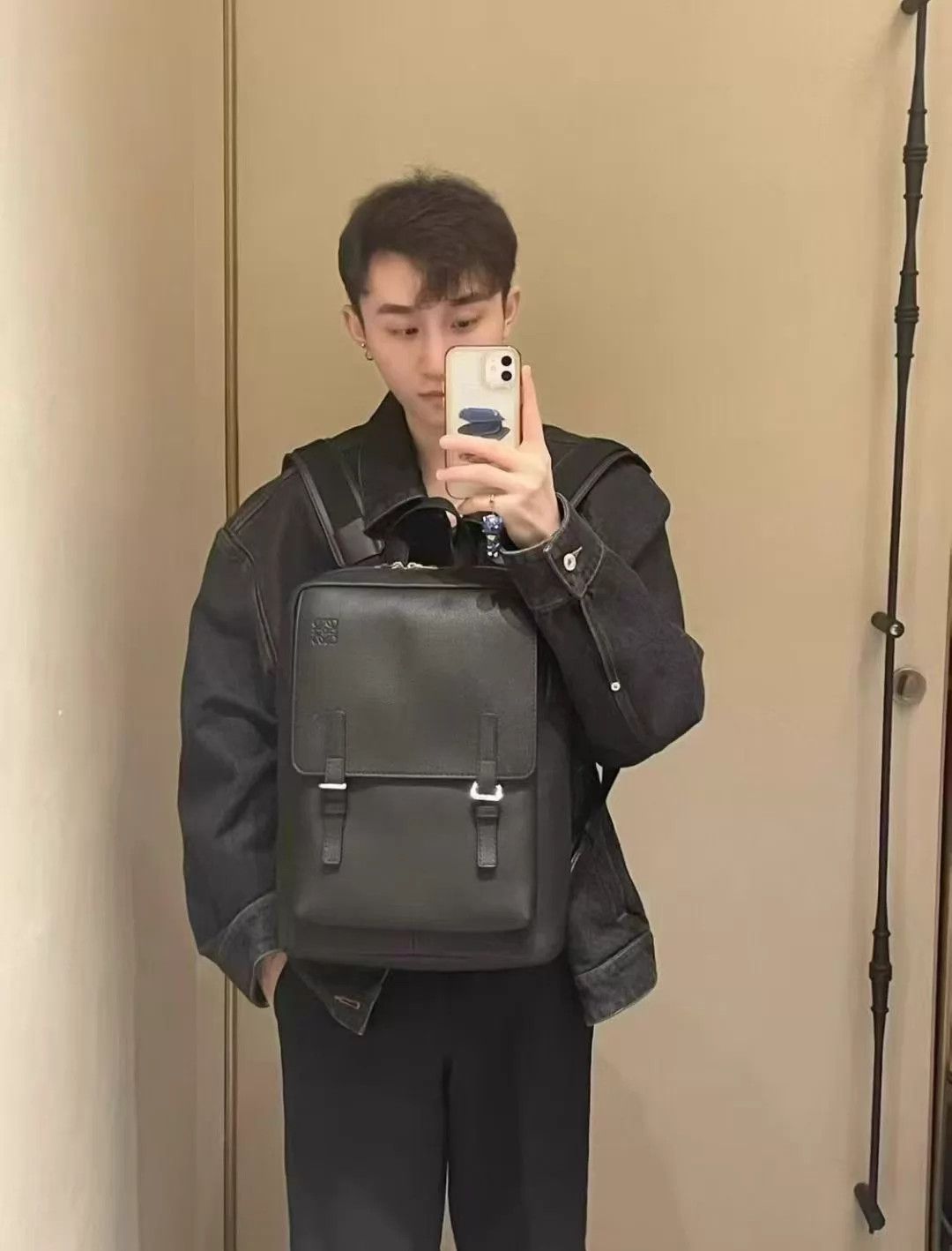 Loewe Loewe Litchi Grain Leather Backpack 28x39x10 Size ONE SIZE - 9 Thumbnail