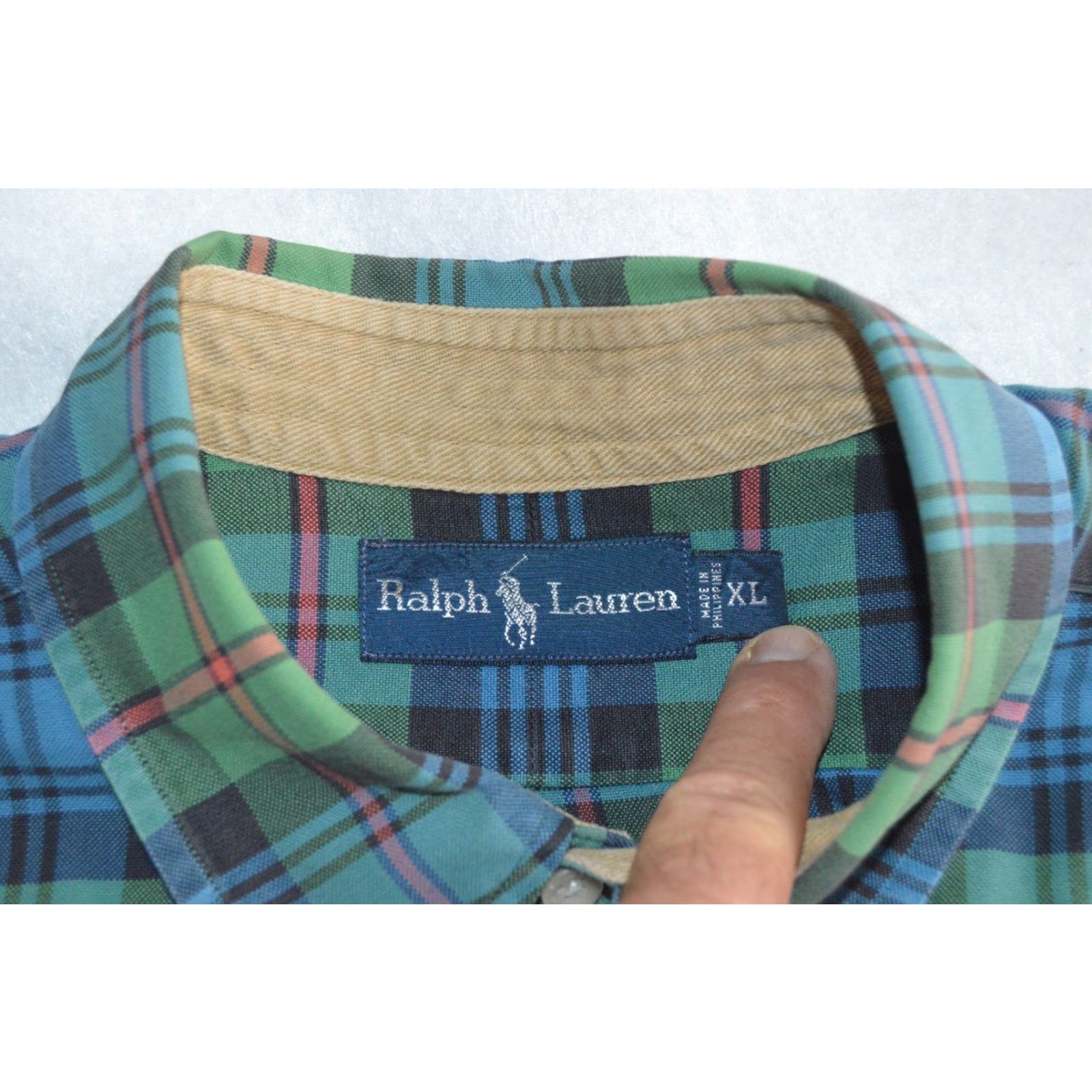 Polo Ralph Lauren VINTAGE Polo Ralph Lauren Shirt Polo Ralph Lauren Green Plaid Button-Up Long Sleeve XL Cotton Classic Fit Mens Shirt Size US XL / EU 56 / 4 - 5 Thumbnail