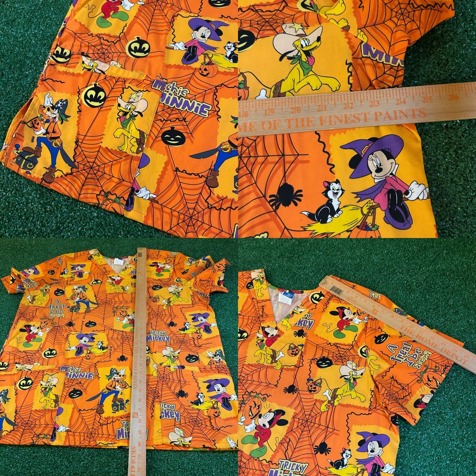 Disney VINTAGE Disney Halloween Scrub Top Tricky Mickey Mouse Shirt Orange Adult Large Size US L / EU 52-54 / 3 - 8 Thumbnail