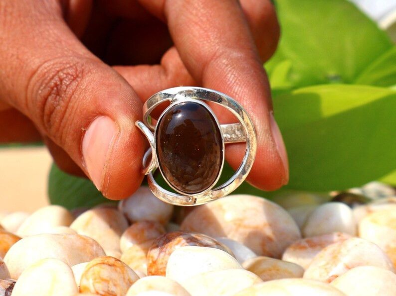 Handmade Smoky Quartz Ring, Handmade 925 Silver Ring, Brown Gemstone Size ONE SIZE - 4 Thumbnail