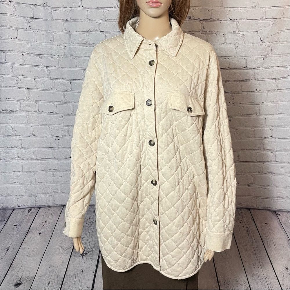 Other NWT New Sigrid Olsen Quilted Beige Shirt Jacket Size 1X Size XL / US 12-14 / IT 48-50 - 1 Thumbnail