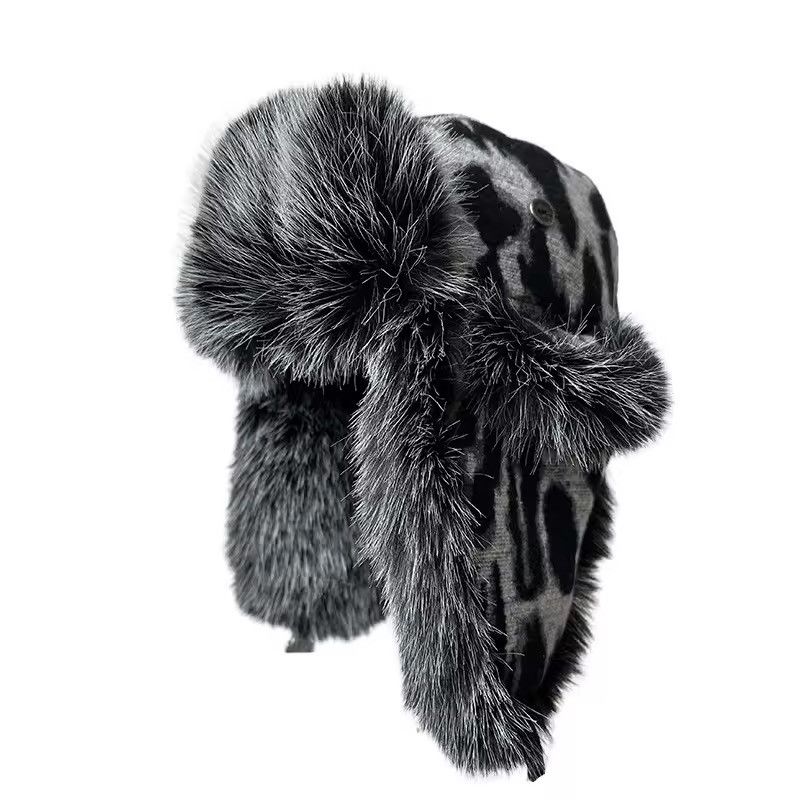 Other Leopard Print Warm Thermal Trapper Streetwear Hat Size ONE SIZE - 2 Thumbnail