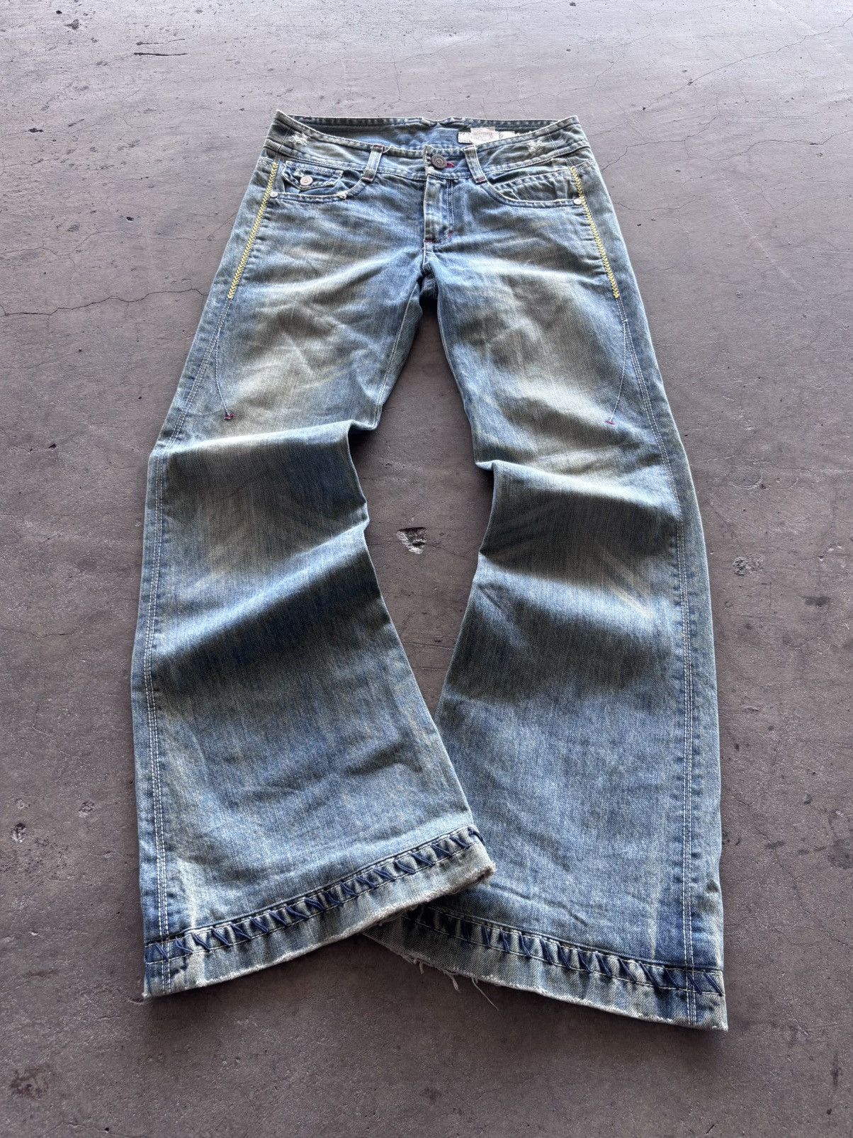 Mcginn Mud Washed Blue Flared Denim Pants