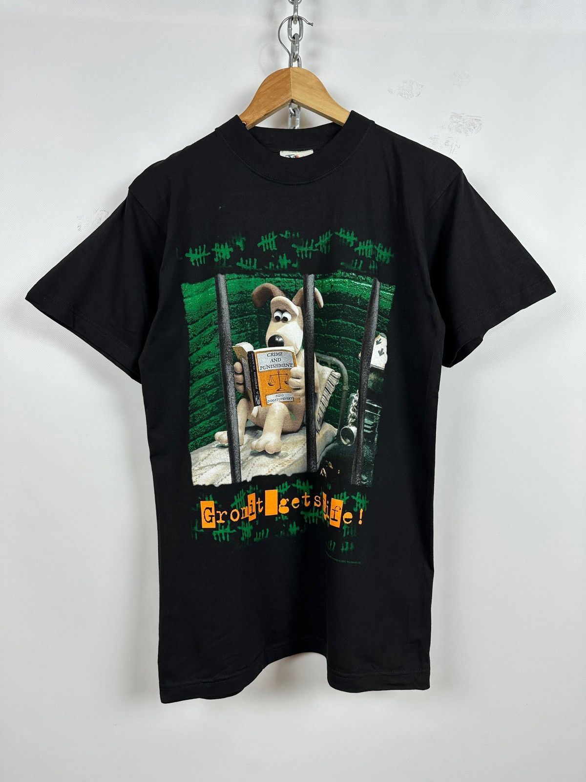 Cartoon Network 1989 Vintage Wallace & Gromit Gets Life Black T-Shirt Size US M / EU 48-50 / 2 - 1 Thumbnail