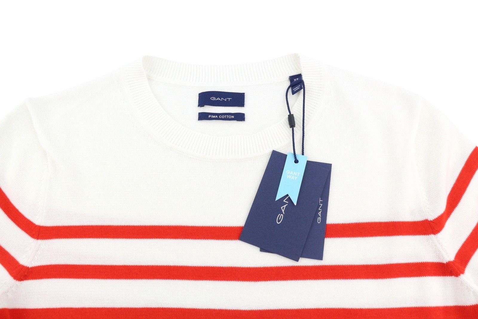 Gant BRETON STRIPE C-NECK XS White Tight-Knit 88071 Size XS / US 0-2 / IT 36-38 - 4 Thumbnail