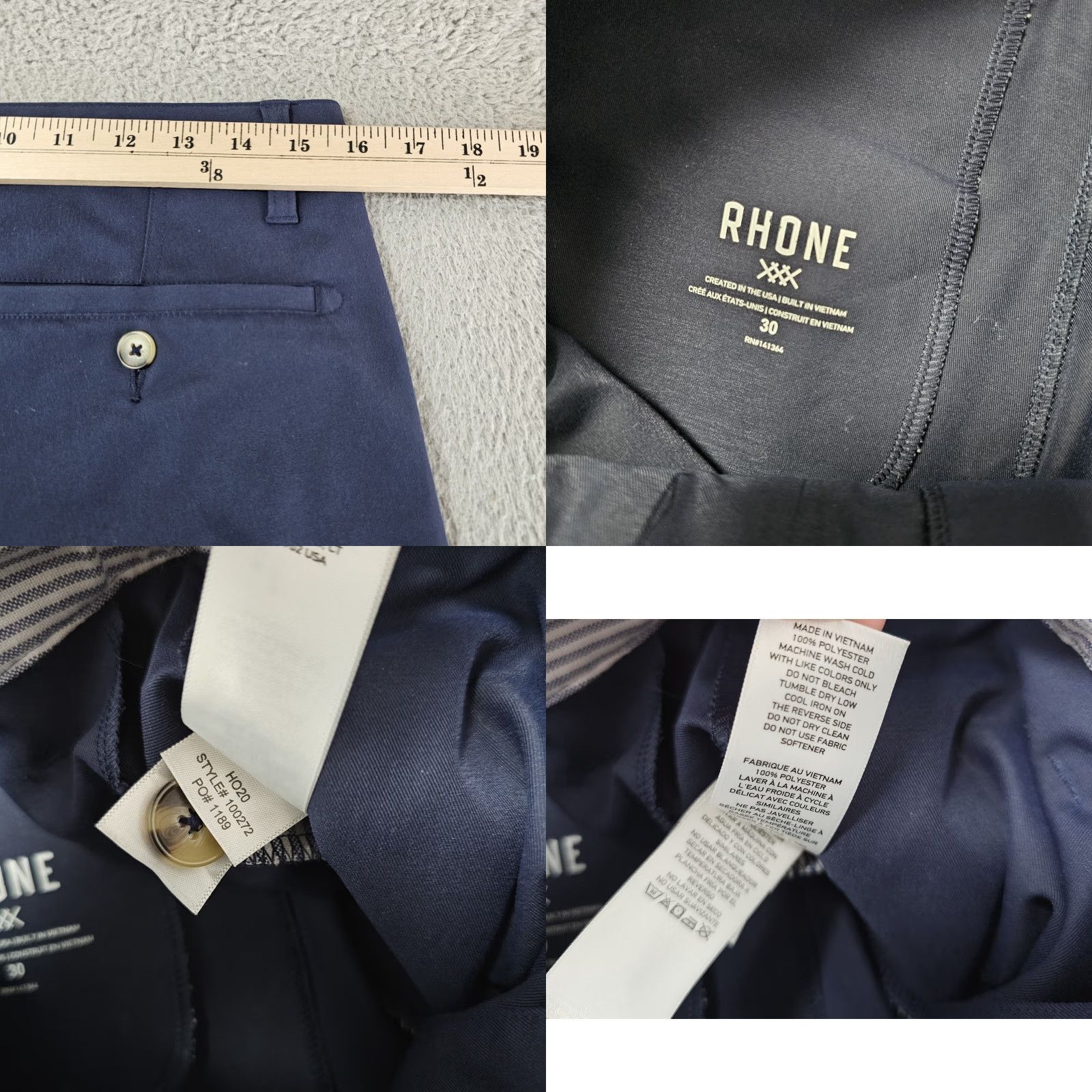 Rhone Rhone Pants Mens 30 Navy Blue Commuter Slim Fit Stretch Dress Chino Modern H20 Size US 30 / EU 46 - 8 Thumbnail