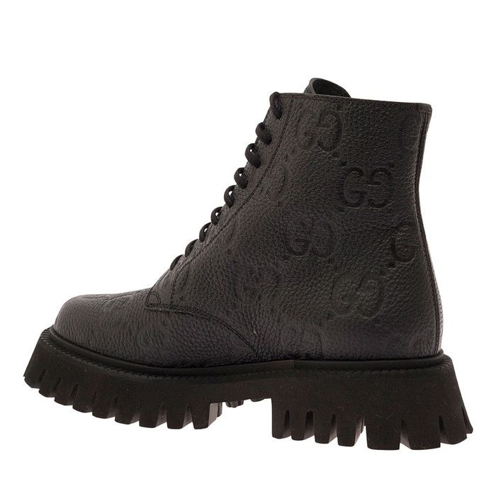 Gucci o1s1wg110125 GG Leather Boots in Black Size US 8.5 / IT 38.5 - 3 Thumbnail