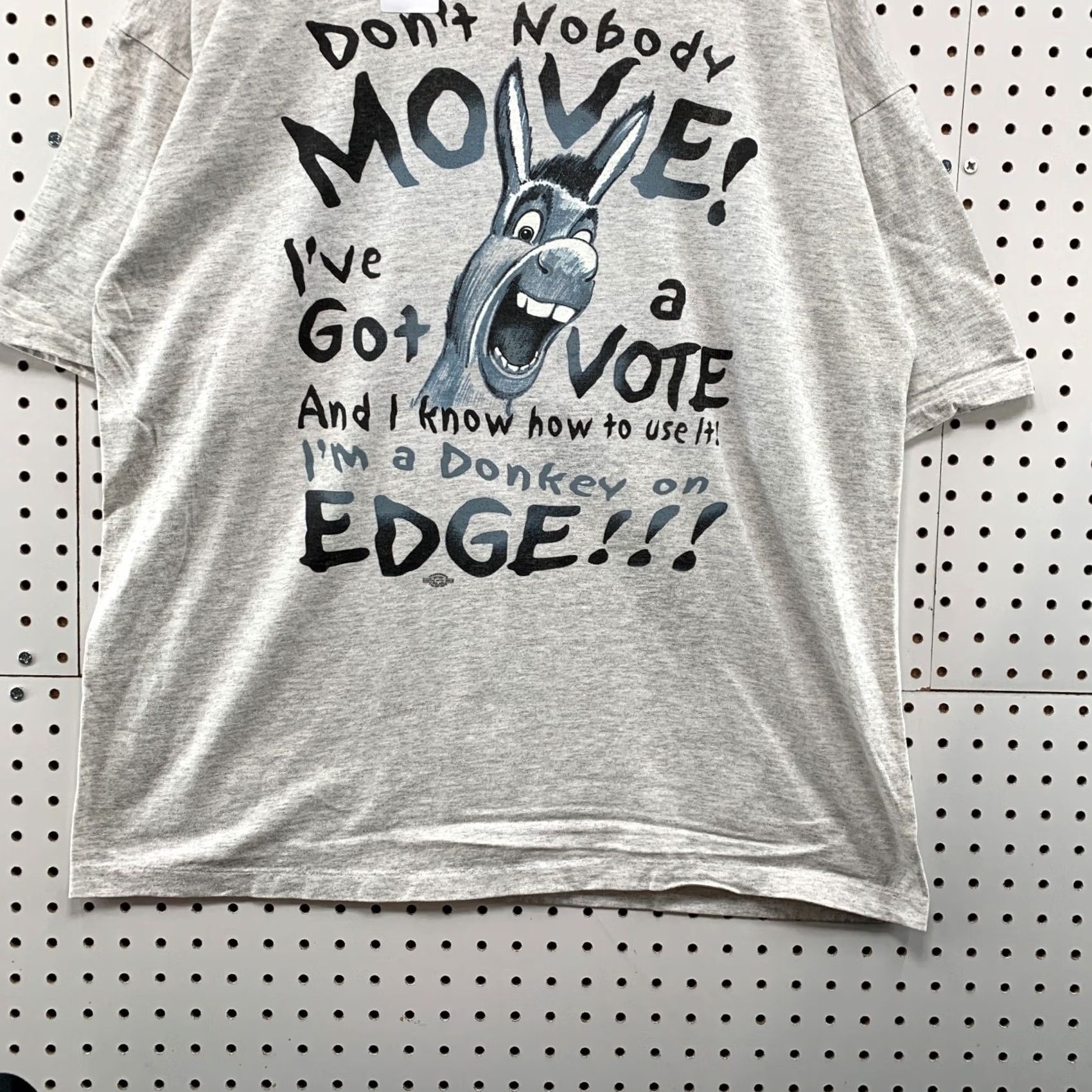 Vintage VINTAGE 90s Shirt Mens XL Gray Funny Quote Donkey Voting USA Single Stitch Size US XL / EU 56 / 4 - 6 Thumbnail