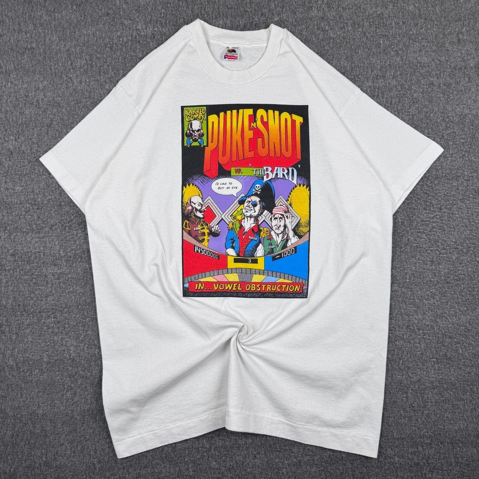 Fruit Of The Loom Vintage Puke N Snot T-Shirt Men's XL White Comedy Comic 90s Size US XL / EU 56 / 4 - 2 Thumbnail