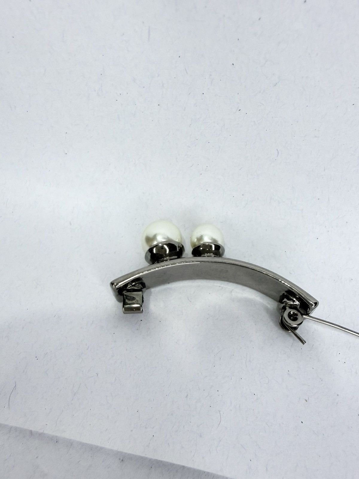 Vintage Vintage Silver-Tone Dual Pearl Bar Brooch - Serial JI2AOBL52 Size ONE SIZE - 5 Thumbnail