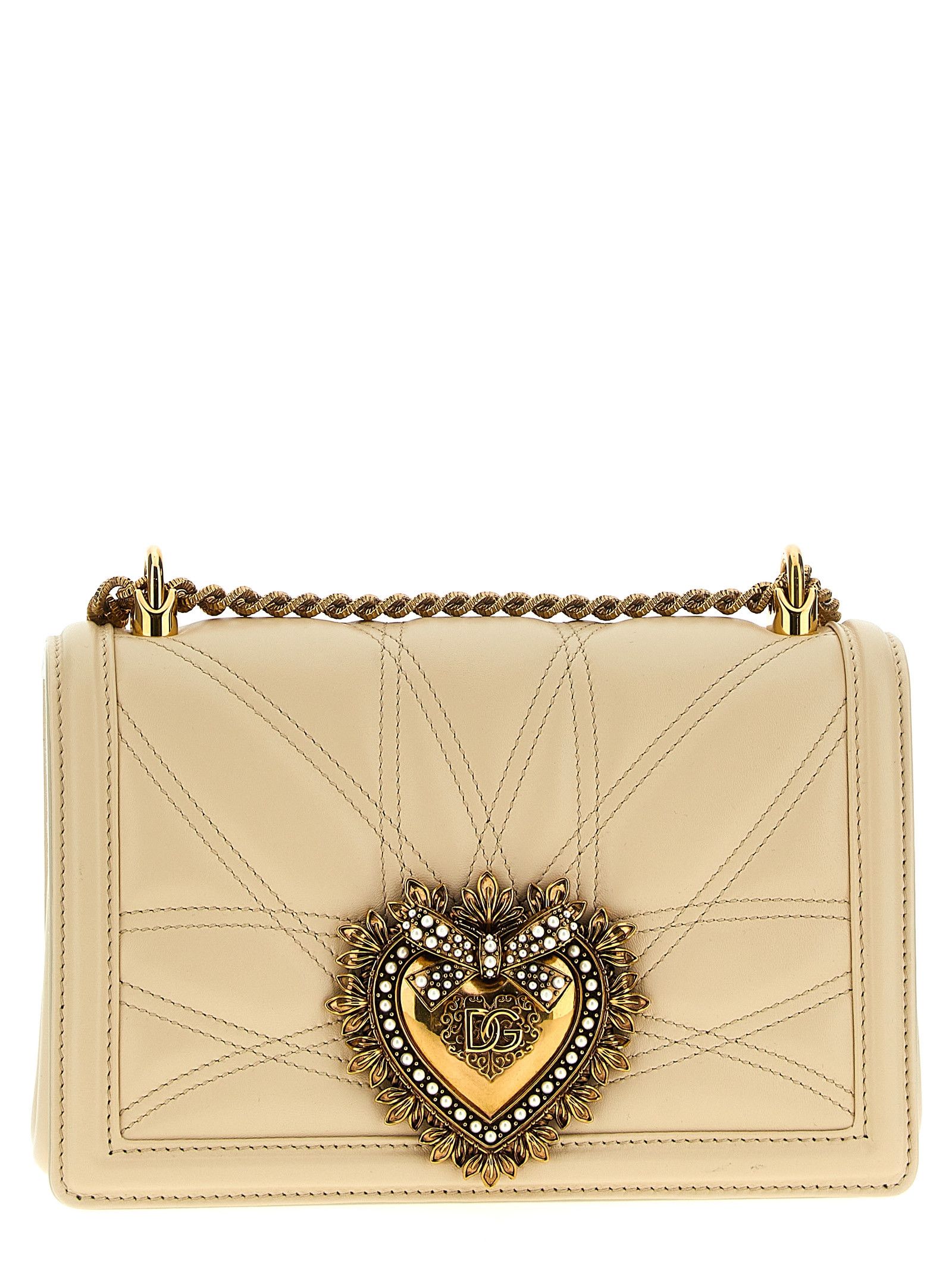 Dolce Gabbana 'devotion' Medium Shoulder Bag in Beige, Women's