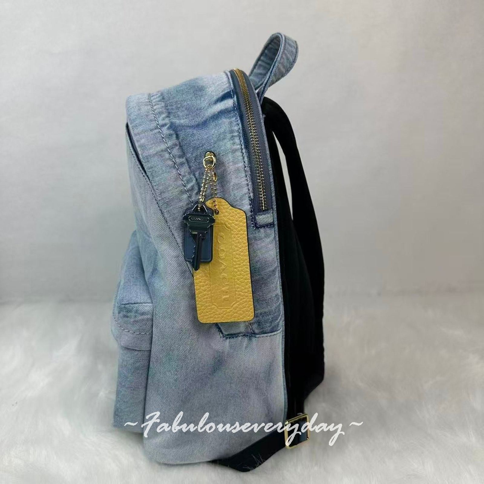 Coach Coach Taylor Small Backpack In Loved Denim Gold/Light Indigo Size ONE SIZE - 3 Thumbnail