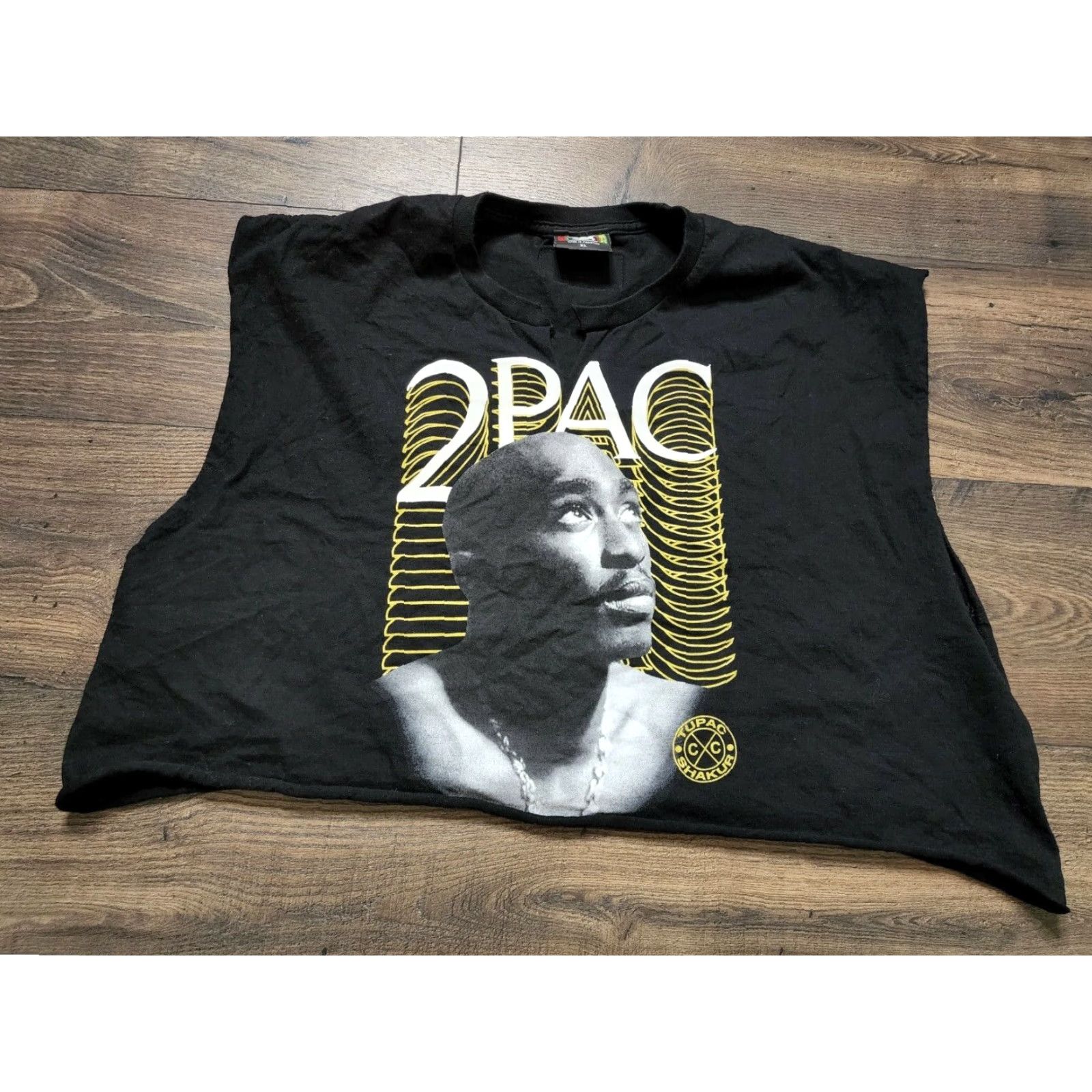 Vintage VINTAGE Cross Colours X Tupac Shakur 2Pac Crop Tank Mens XL Cropped Workout Tank Shirt T-Shirt Unisex Adults Black Cotton Graphic Print 90s Music Mens Size US XL / EU 56 / 4 - 2 Thumbnail