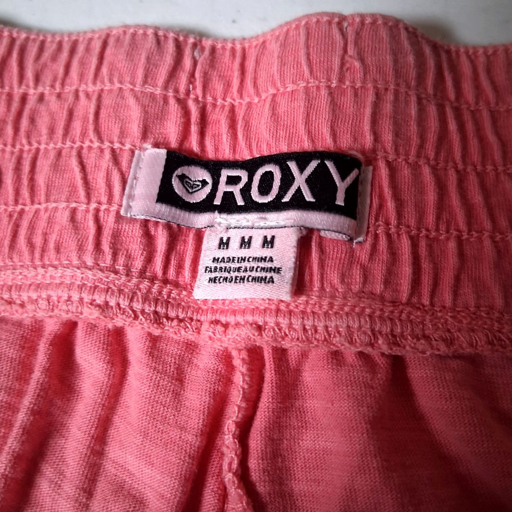 Vintage ROXY Estilo Pants M Pink Burnout Knit Bootcut Lace Up Athleisure Y2K Low Rise Womens Grow? Size 32" / US 10 / IT 46 - 3 Thumbnail