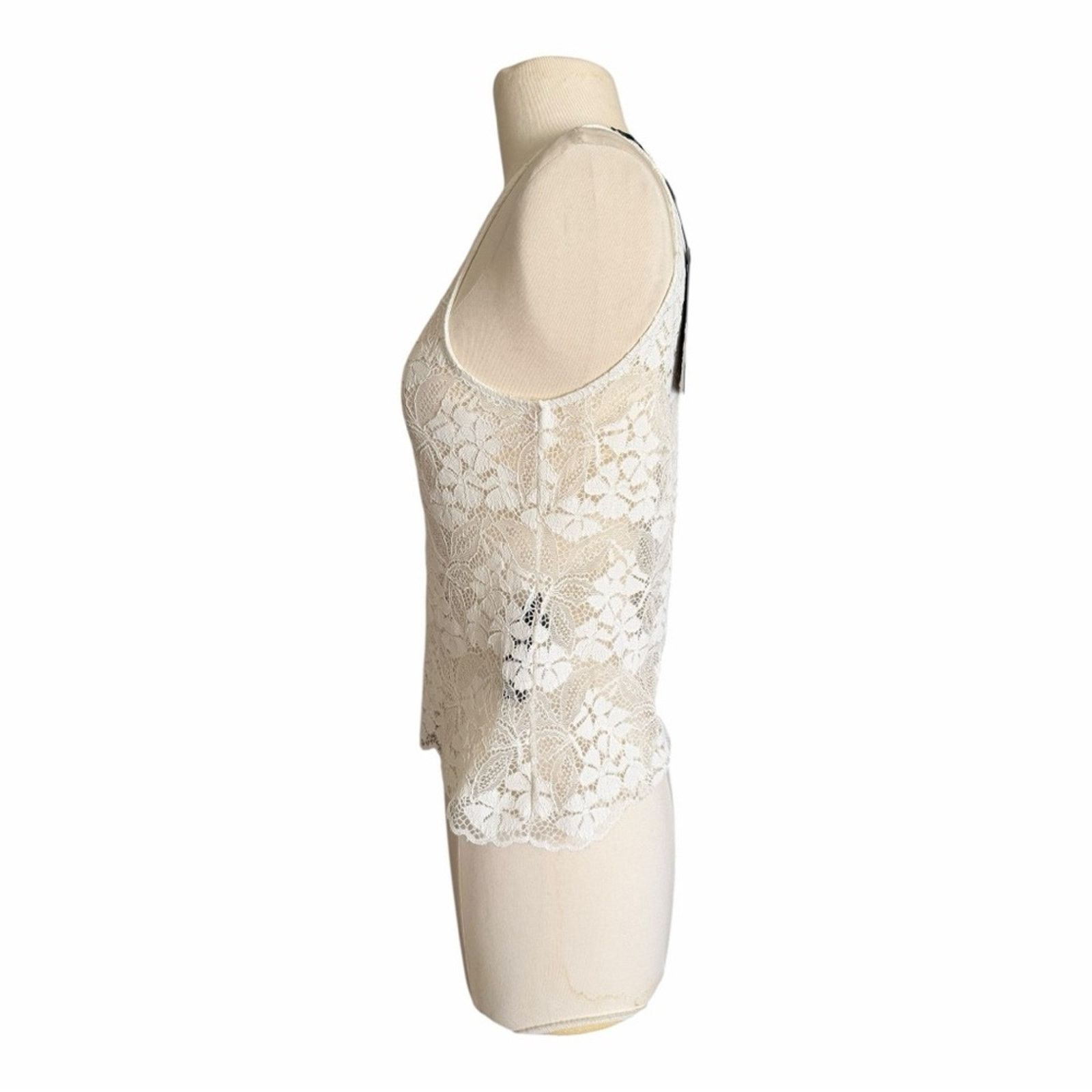 The Kooples The Kooples Stretch Lace Fitted Tank OffWhite Round Sz 1 NWT Size S / US 4 / IT 40 - 4 Thumbnail