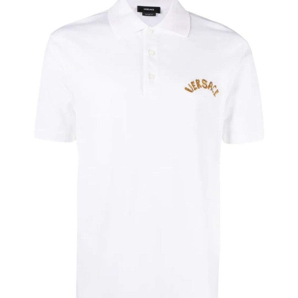 Versace Versace Seashell Baroque-Logo Polo Shirt White Men’s Size Sm Size US S / EU 44-46 / 1 - 1 Thumbnail
