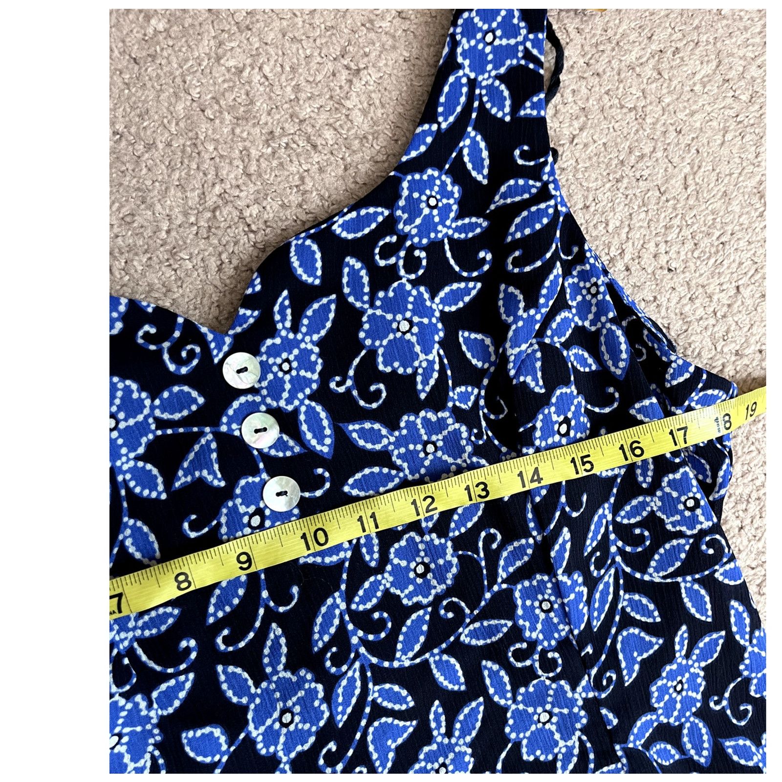 Vintage Women's Blue Floral Vintage S.L. Fashions Dress 14 Size XL / US 12-14 / IT 48-50 - 4 Thumbnail