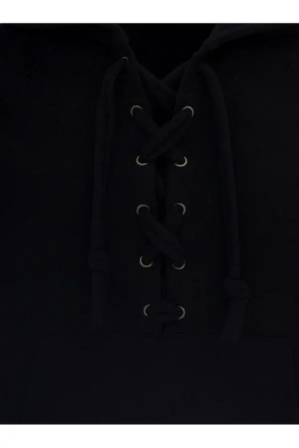 Saint Laurent Paris o1bcso1str1124 Laced Raglan Hoodie in Black Size US XS / EU 42 / 0 - 3 Thumbnail