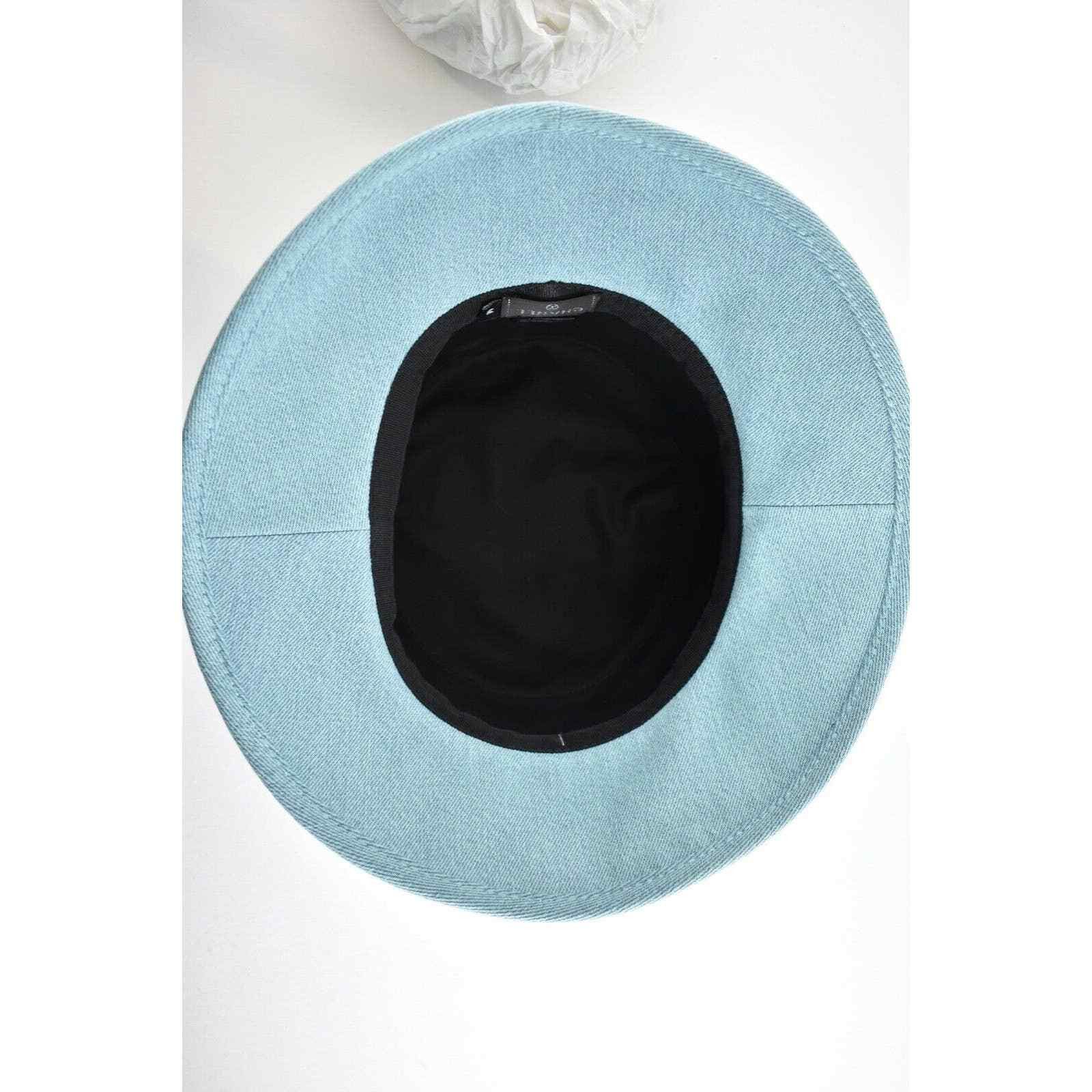 Chanel Chanel CC Logo Denim Cotton Cloche Sun Bucket Hat M Medium Size ONE SIZE - 10 Thumbnail