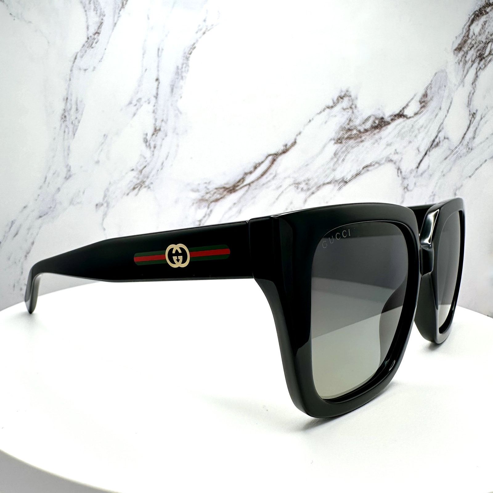 Gucci New GUCCI Sunglasses Black 54mm Square Gold GG Red Green Web Size ONE SIZE - 15 Thumbnail