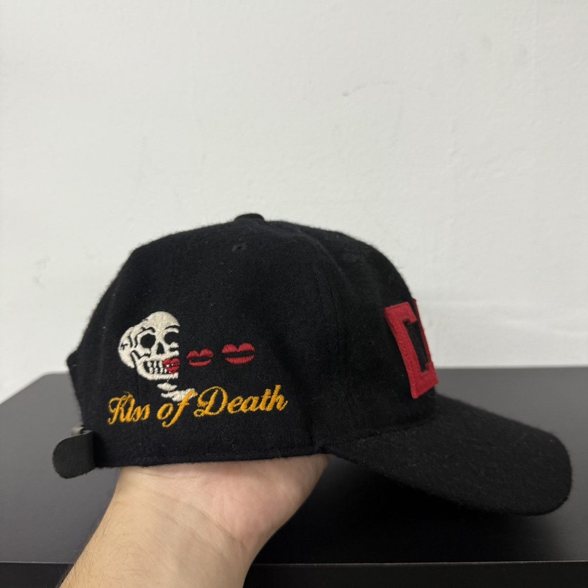 Japanese Brand Calee Kiss Of Death Flag Wool Leather Strap Hat Rare Size ONE SIZE - 2 Thumbnail
